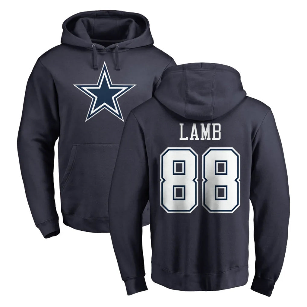 Qdoa D.Cowboys #88 CeeDee Lamb Player Navy Pullover Hoodies Limited Stitched Jerseys