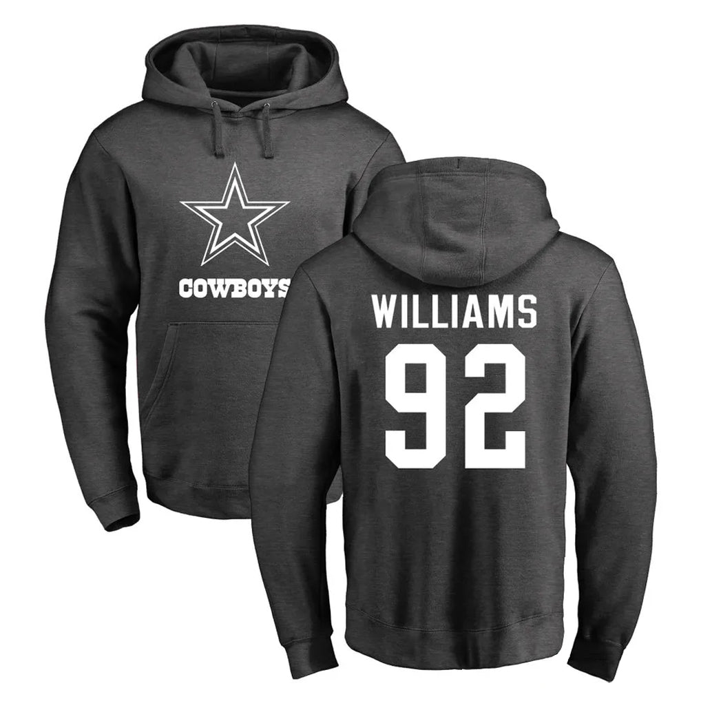 Qdoa D.Cowboys #92 Quinnen Williams Player Ash One Color Pullover Hoodie Limited Stitched Jerseys