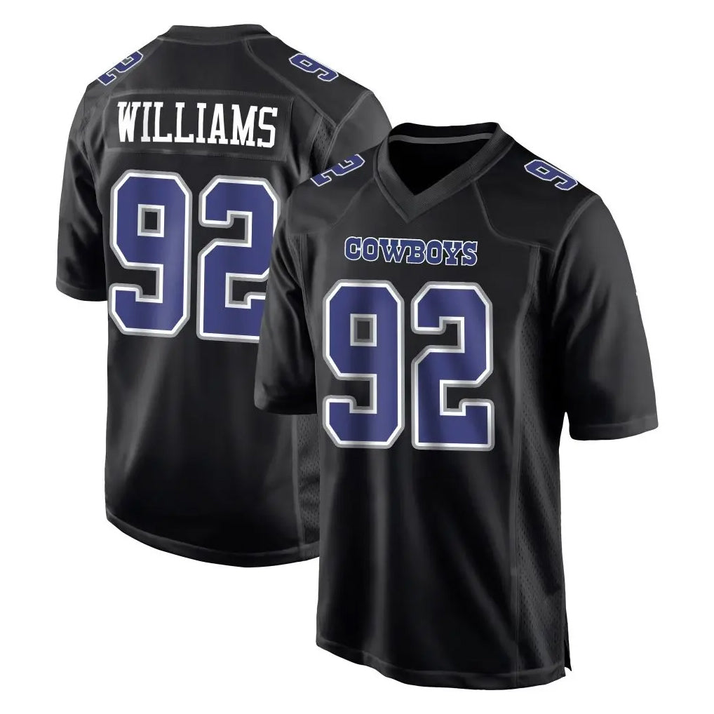 Qdoa D.Cowboys #92 Quinnen Williams Player Carbon Black Fashion Home Game Stitched Jerseys