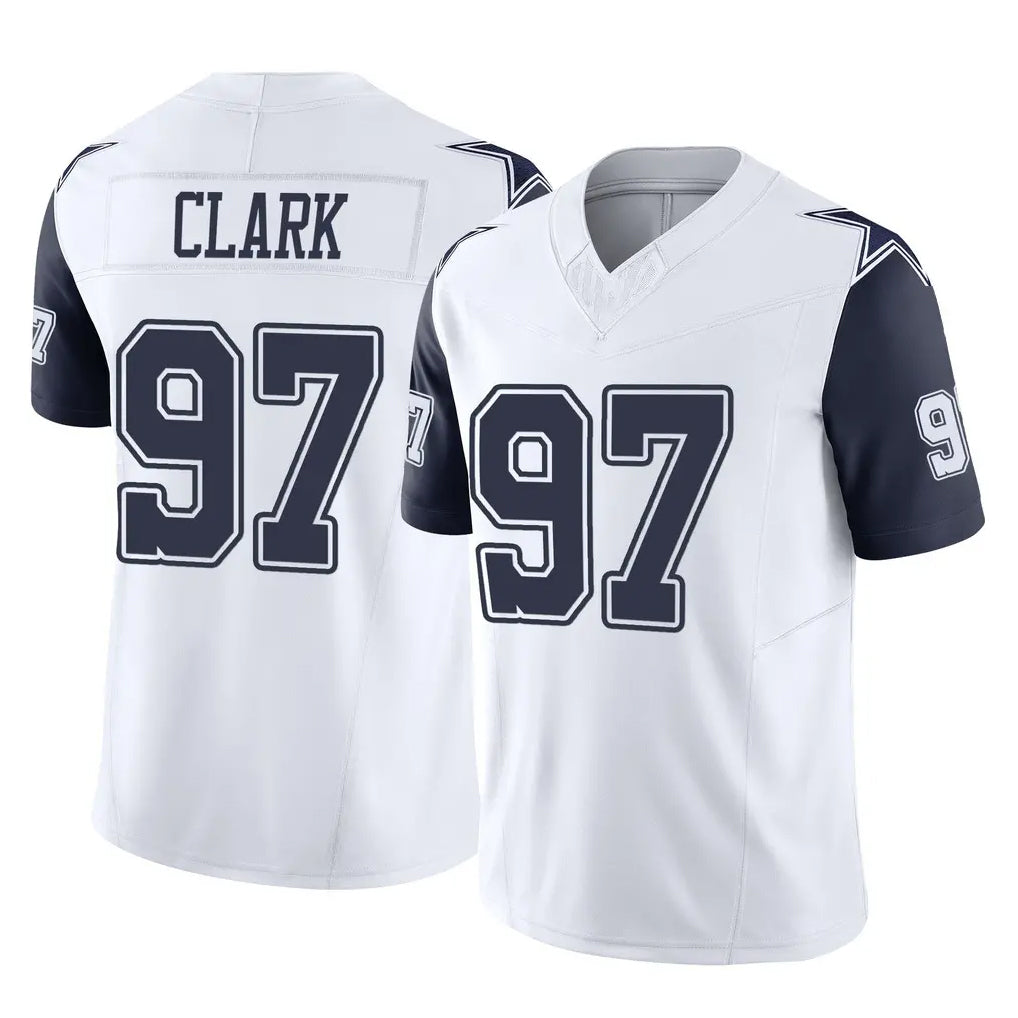 Qdoa D.Cowboys #97 Kenny Clark Player White-Navy Limited Vapor F.U.S.E. Home Game Stitched Jerseys