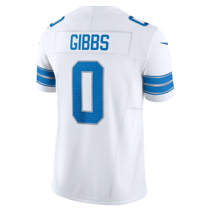 Qdoa D.Lions #0 Jahmyr Gibbs Player White Vapor F.U.S.E. Limited Game Stitched Jerseys