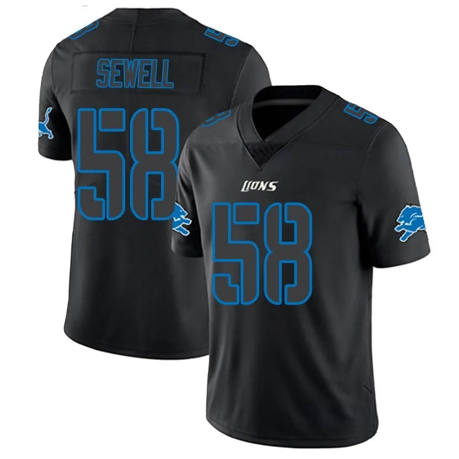 Qdoa D.Lions #58 Penei Sewell Player Limited Black Impact Stitched Jerseys