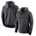 Qdoa GB.Packers Anthracite Salute to Service Performance Hoodie Limited Game Blank Player Stitched Jerseys