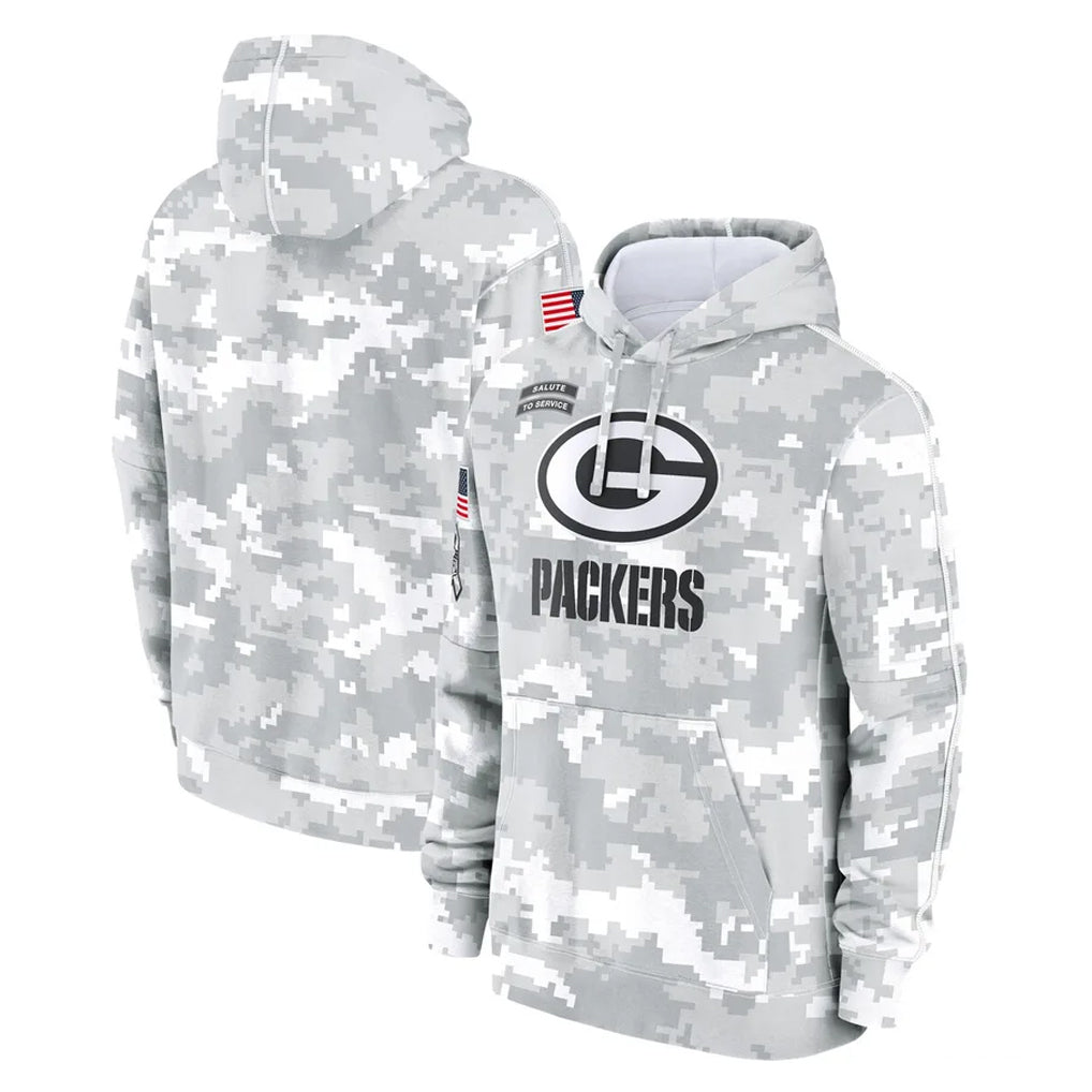 Qdoa GB.Packers Arctic Camo Salute to Service Hoodies Limited Game Blank Player Stitched Jerseys