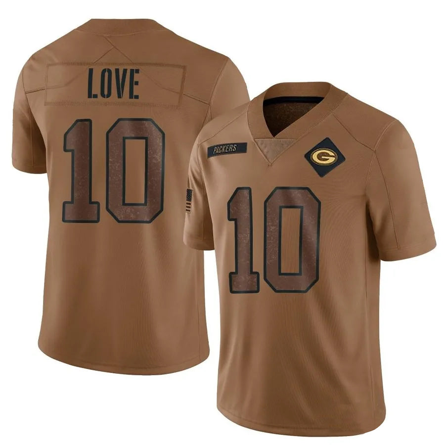 Qdoa GB.Packers #10 Jordan Love Player Brown Salute To Service Limited Stitched Jerseys