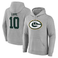 Qdoa GB.Packers #10 Jordan Love Player Gray Pullover Hoodie Game Stitched Jerseys