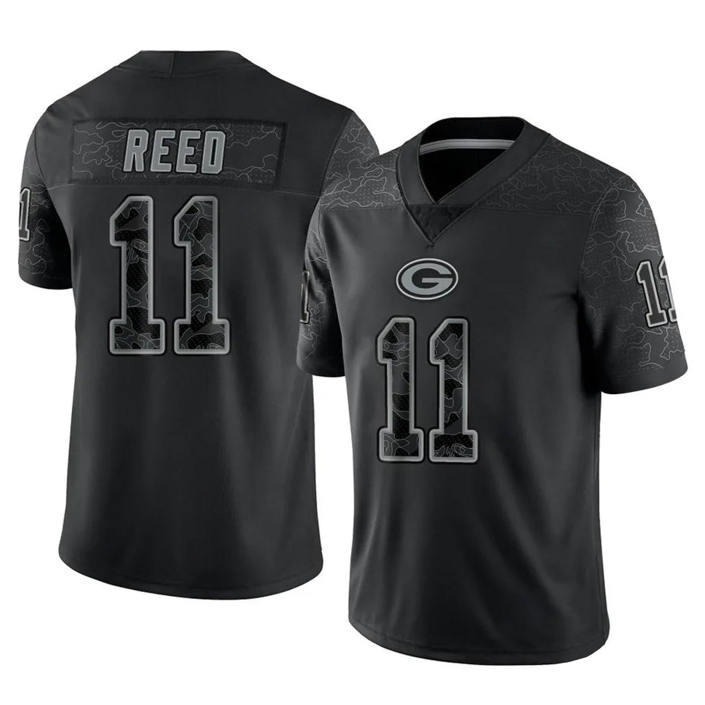 Qdoa GB.Packers #11 Jayden Reed Player Black Reflective Limited Home Game Stitched Jerseys