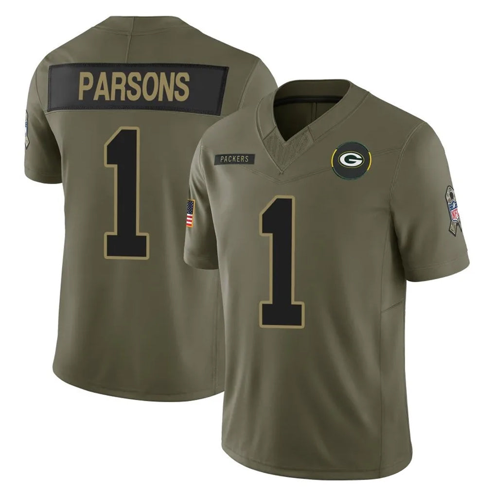 Qdoa GB.Packers #1 Micah Parsons Player Olive 2025 Salute To Service Limited Home Game Stitched Jerseys