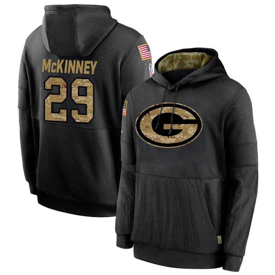 Qdoa GB.Packers #29 Xavier McKinney Player Black Salute To Service Hoodies Game Stitched Jerseys