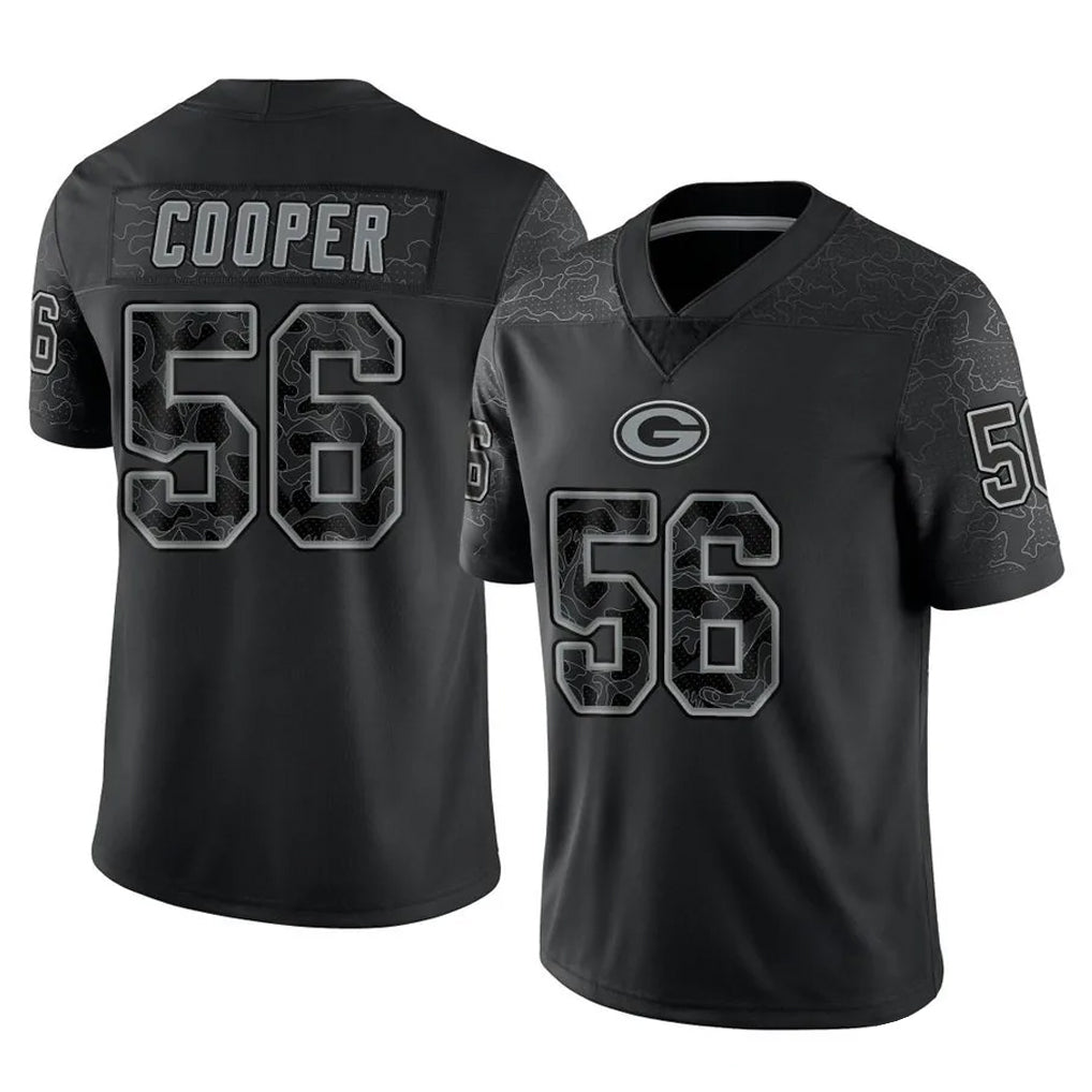 Qdoa GB.Packers #56 Edgerrin Cooper Player Black Reflective Limited Home Game Stitched Jerseys