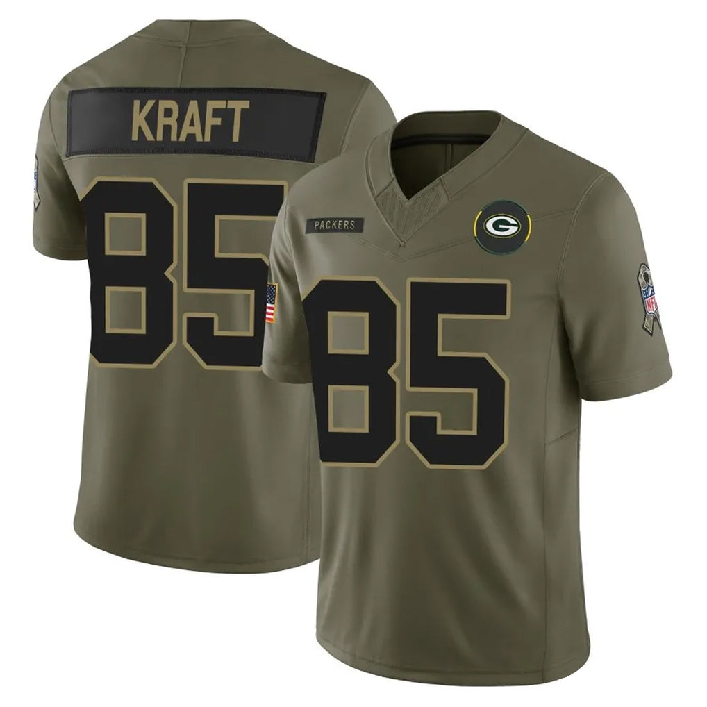 Qdoa GB.Packers #85 Tucker Kraft Player Olive 2025 Salute To Service Limited Home Game Stitched Jerseys