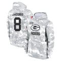 Qdoa GB.Packers #8 Josh Jacobs Player Arctic Camo Salute to Service Hoodies Limited Game Stitched Jerseys