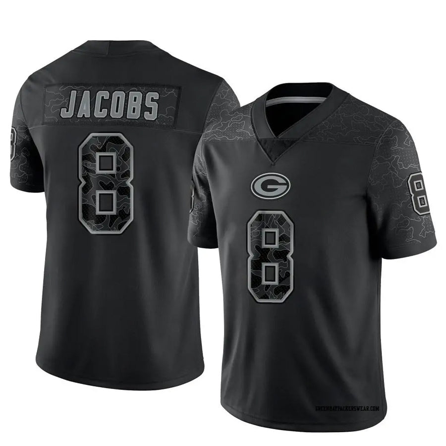 Qdoa GB.Packers #8 Josh Jacobs Player Black RFLCTV Limited Stitched Jerseys