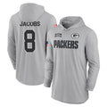 Qdoa GB.Packers #8 Josh Jacobs Player Gray Salute to Service Hoodies Game Stitched Jerseys