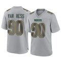 Qdoa GB.Packers #90 Lukas Van Ness Player Gray Atmosphere Fashion Home Game Stitched Jerseys