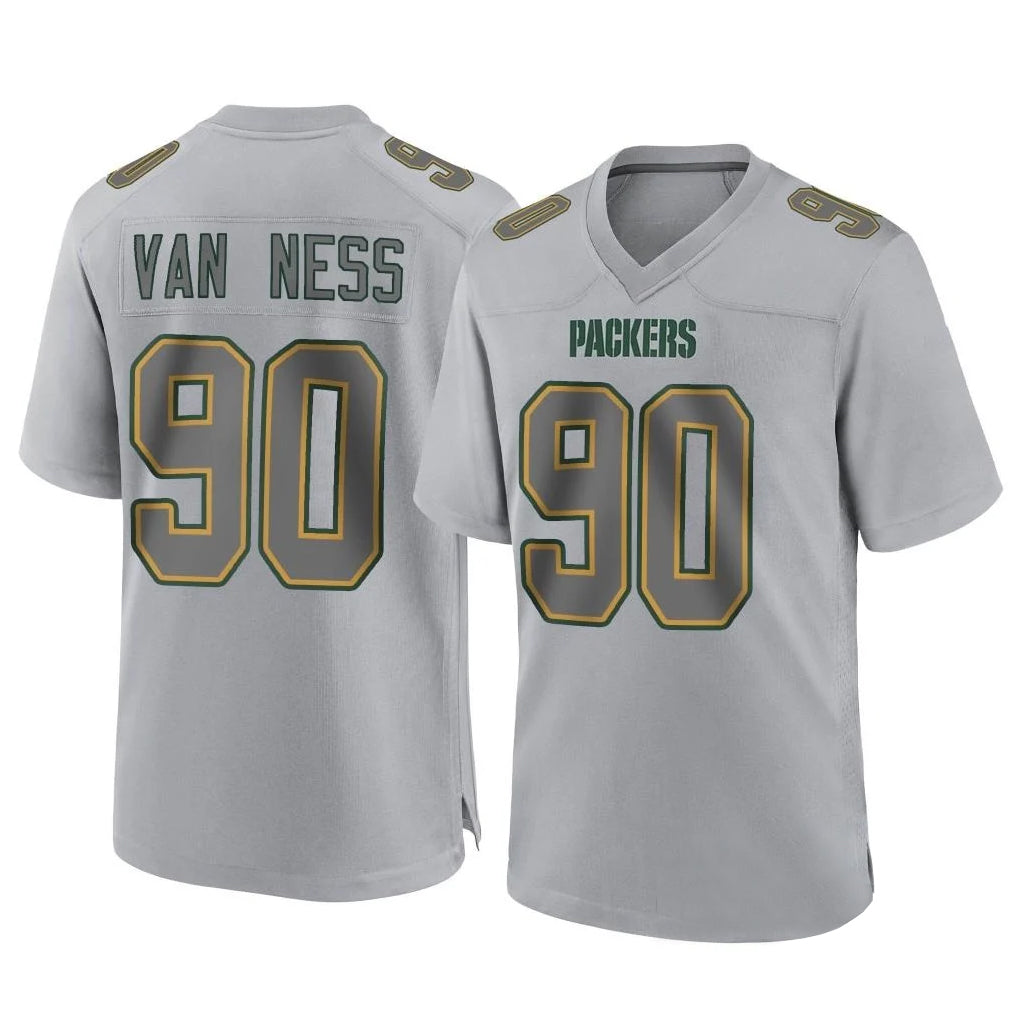 Qdoa GB.Packers #90 Lukas Van Ness Player Gray Atmosphere Fashion Home Game Stitched Jerseys