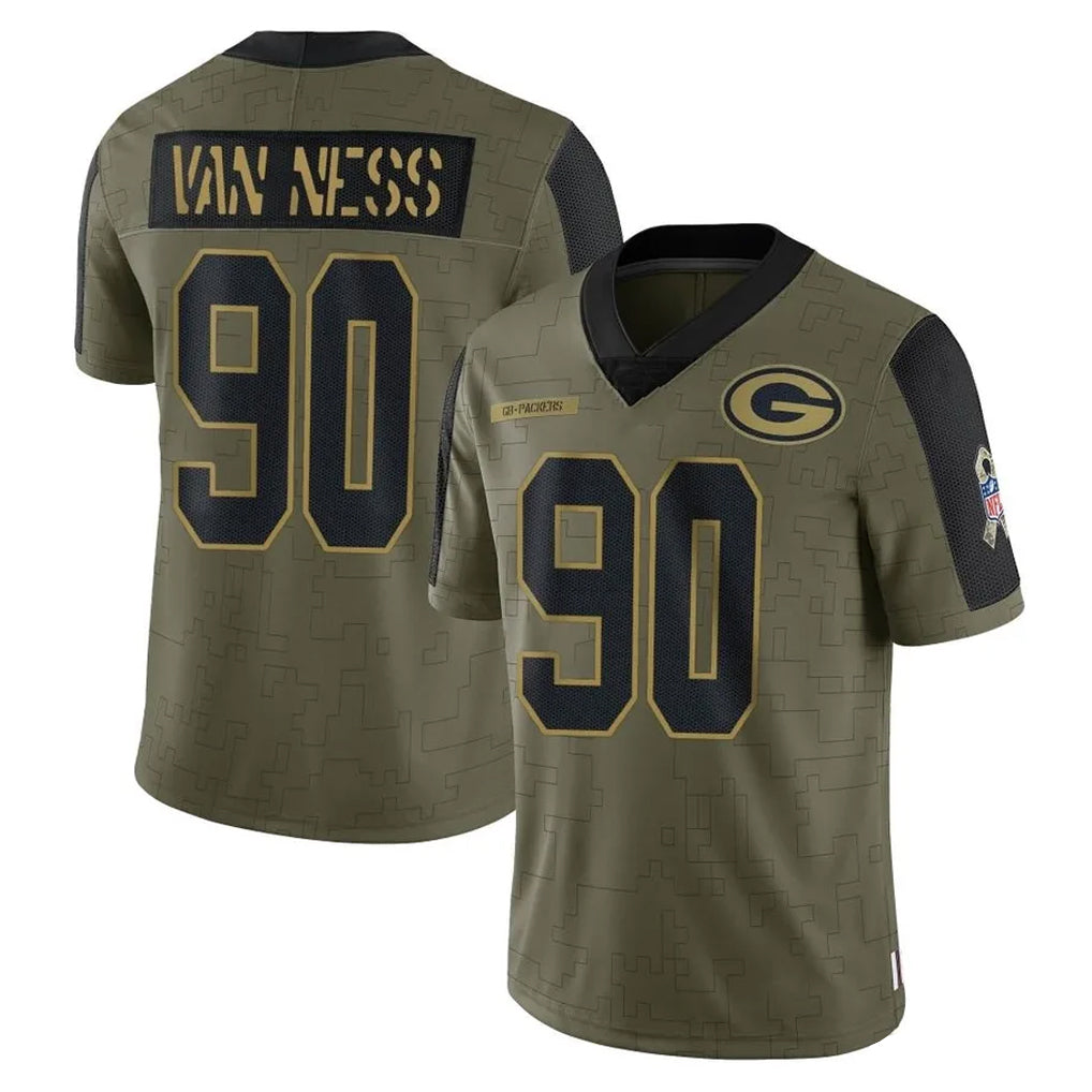 Qdoa GB.Packers #90 Lukas Van Ness Player Olive Salute To Service Limited Game Stitched Jerseys