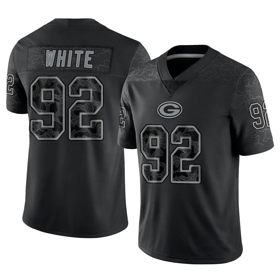 Qdoa GB.Packers #92 Reggie White Player Black REFLECTIVE Limited Stitched Jerseys