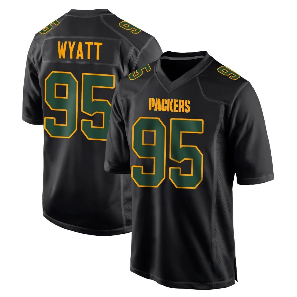 Qdoa GB.Packers #95 Devonte Wyatt Player Black Fashion Home Game Stitched Jerseys