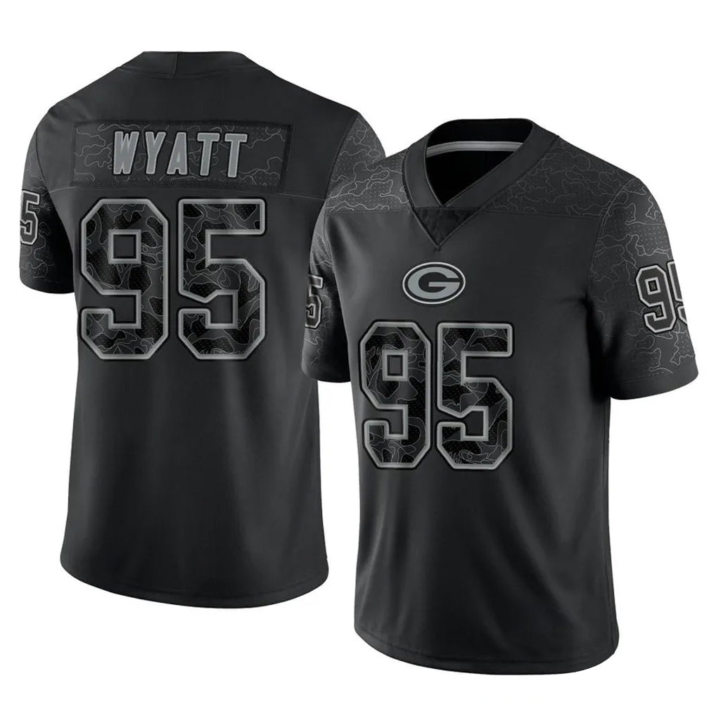 Qdoa GB.Packers #95 Devonte Wyatt Player Black Reflective Limited Home Game Stitched Jerseys