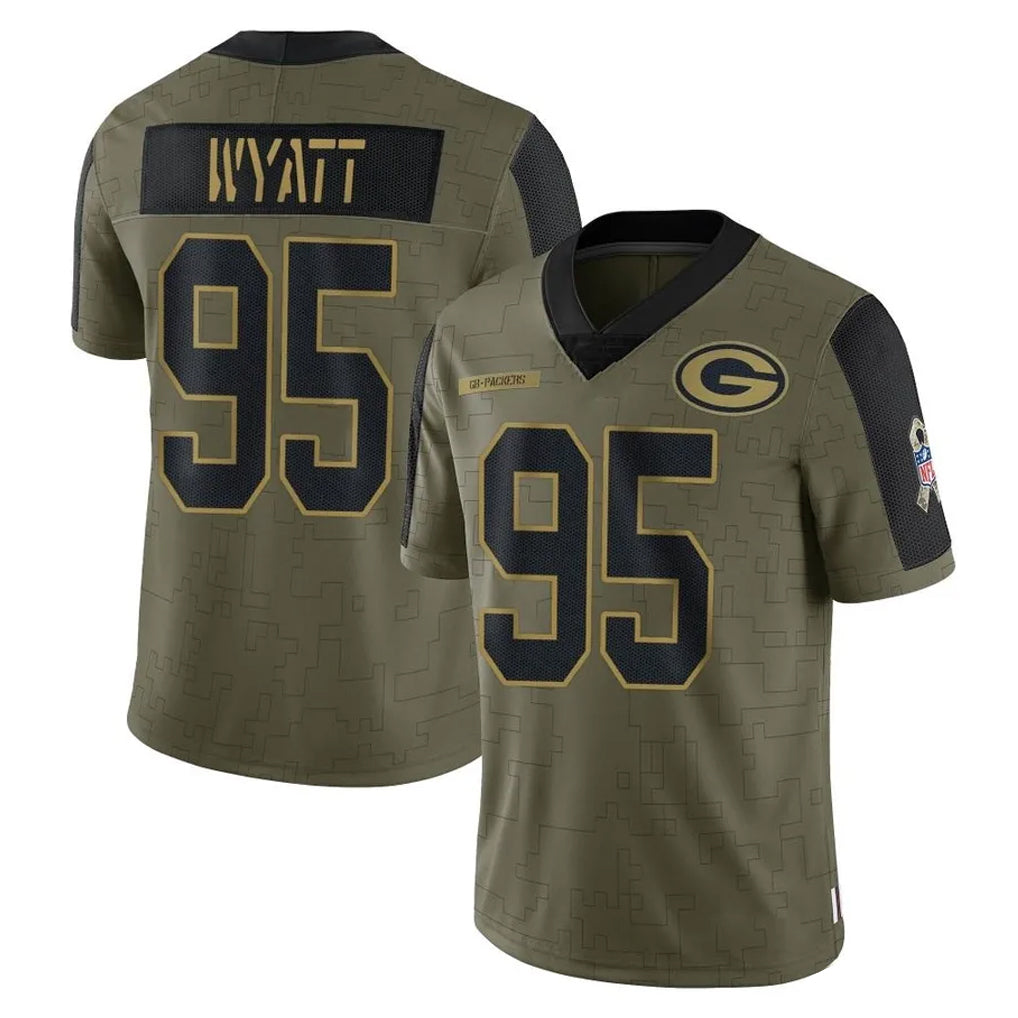 Qdoa GB.Packers #95 Devonte Wyatt Player Olive Salute To Service Limited Game Stitched Jerseys