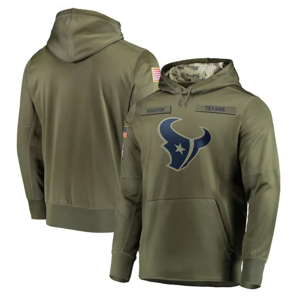 Qdoa H.Texans Olive Salute to Service Pullover Hoodies Home Game Blank Player Stitched Jerseys