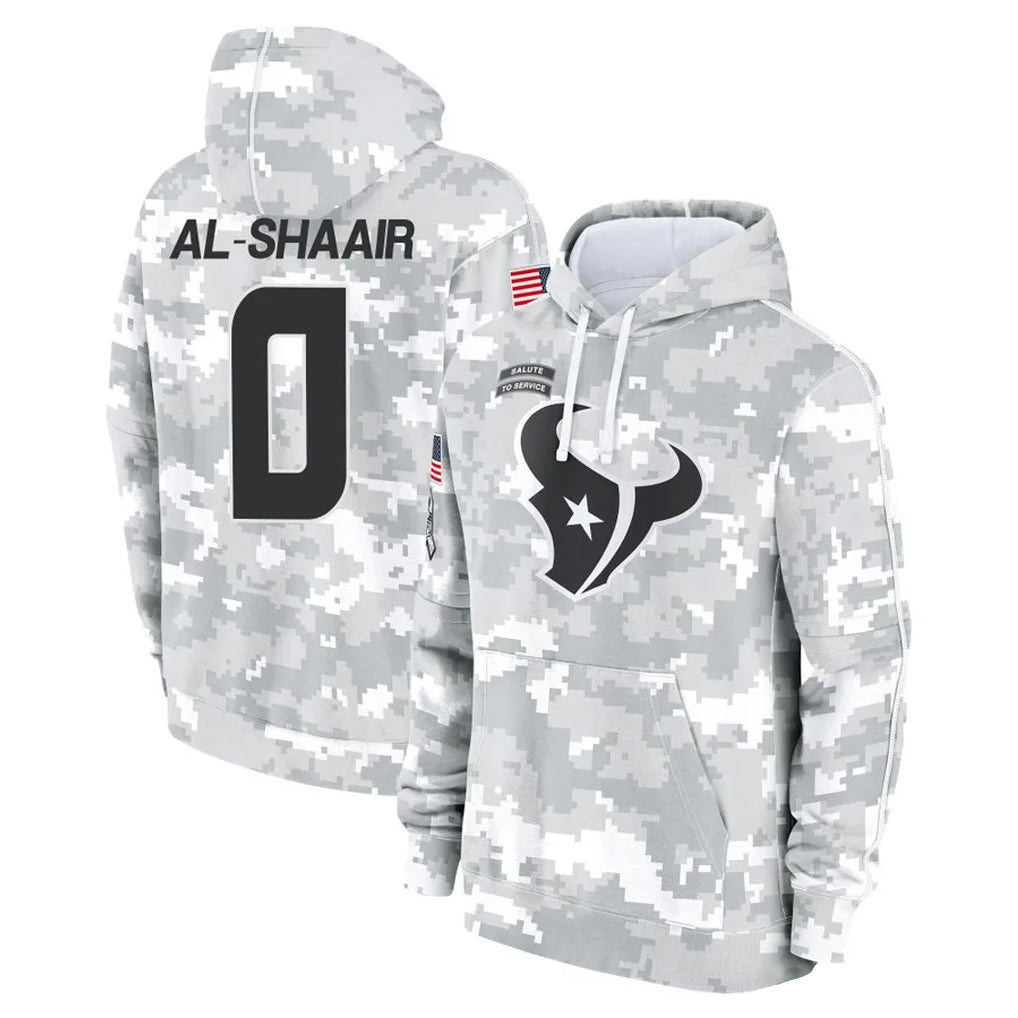 Qdoa H.Texans #0 Azeez Al-Shaair Player Arctic Camo Salute to Service Hoodies Limited Game Stitched Jerseys