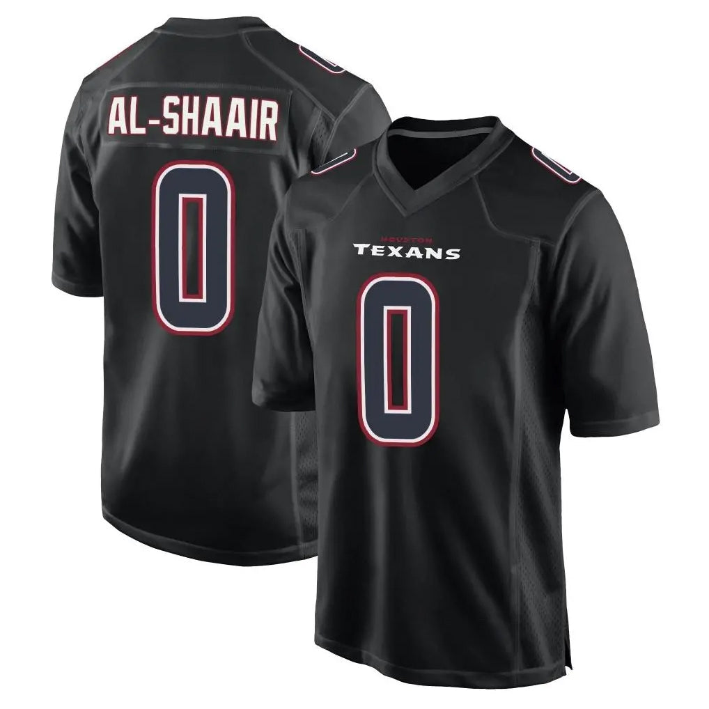 Qdoa H.Texans #0 Azeez Al-Shaair Player Black Fashion Home Game Stitched Jerseys