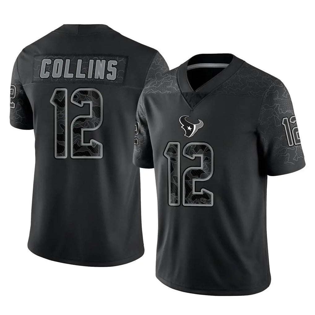 Qdoa H.Texans #12 Nico Collins Player Black Reflective Limited Game Stitched Jerseys
