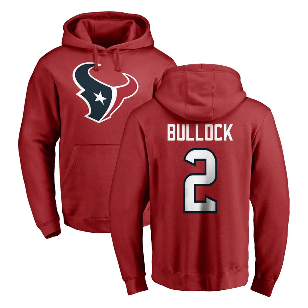Qdoa H.Texans #2 Calen Bullock Player Red Pro Line Pullover Hoodie Limited Game Stitched Jerseys