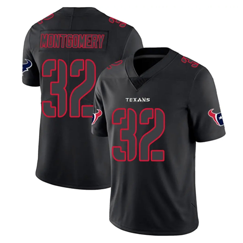 Qdoa H.Texans #32 David Montgomery Player Black Impact Limited Game Stitched Jerseys