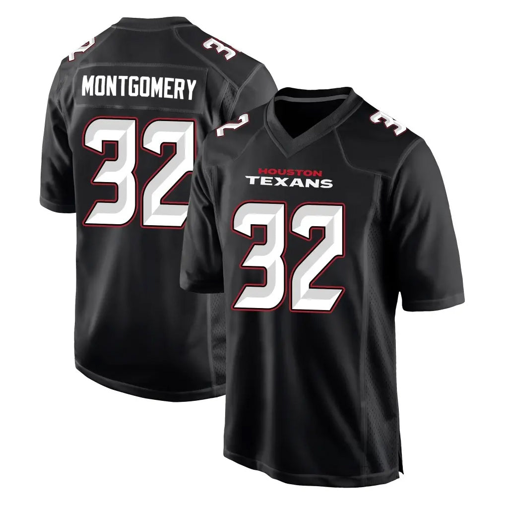 Qdoa H.Texans #32 David Montgomery Player Carbon Black Fashion Home Game Stitched Jerseys