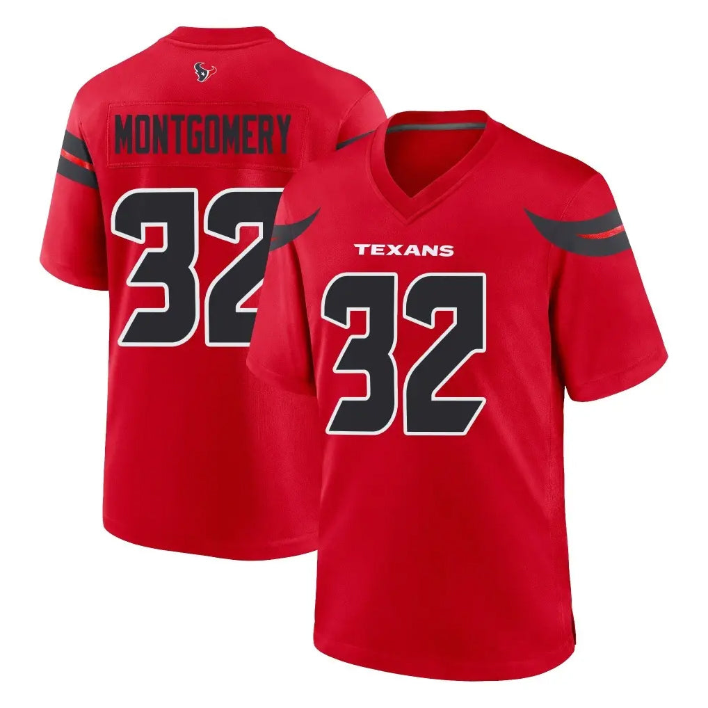 Qdoa H.Texans #32 David Montgomery Player Red Alternate Home Game Stitched Jerseys