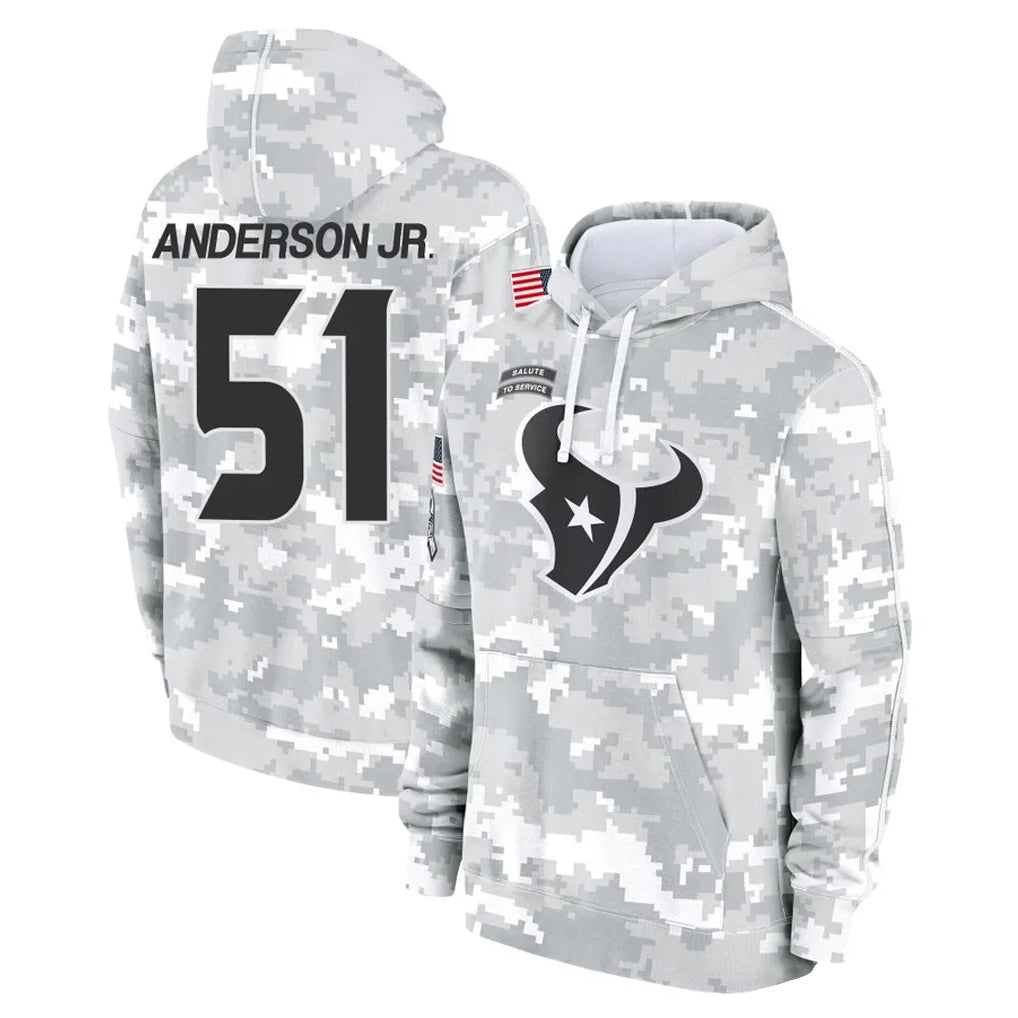 Qdoa H.Texans #51 Will Anderson Jr. Player Arctic Camo Salute to Service Hoodies Limited Game Stitched Jerseys