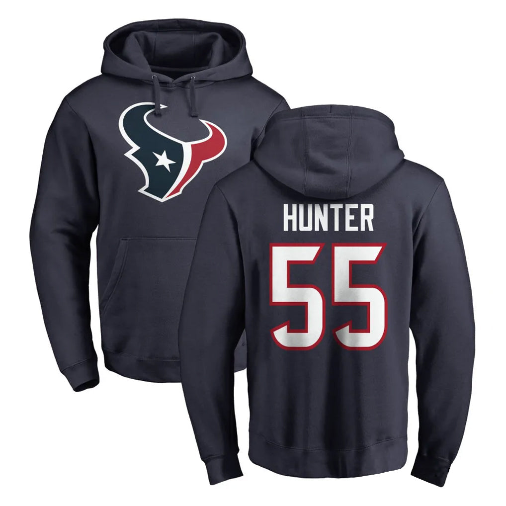Qdoa H.Texans #55 Danielle Hunter Player Navy Pro Line Pullover Hoodie Limited Game Stitched Jerseys