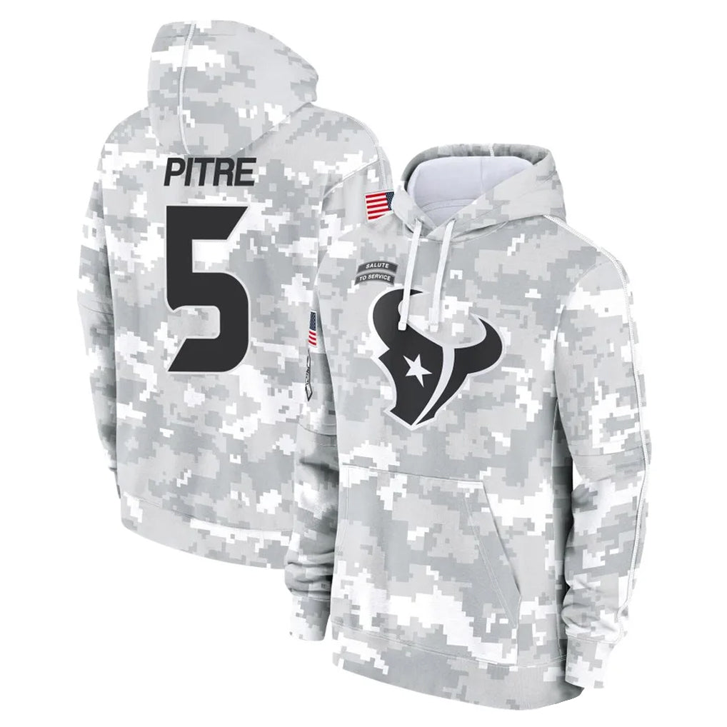 Qdoa H.Texans #5 Jalen Pitre Player Arctic Camo Salute to Service Hoodies Limited Game Stitched Jerseys