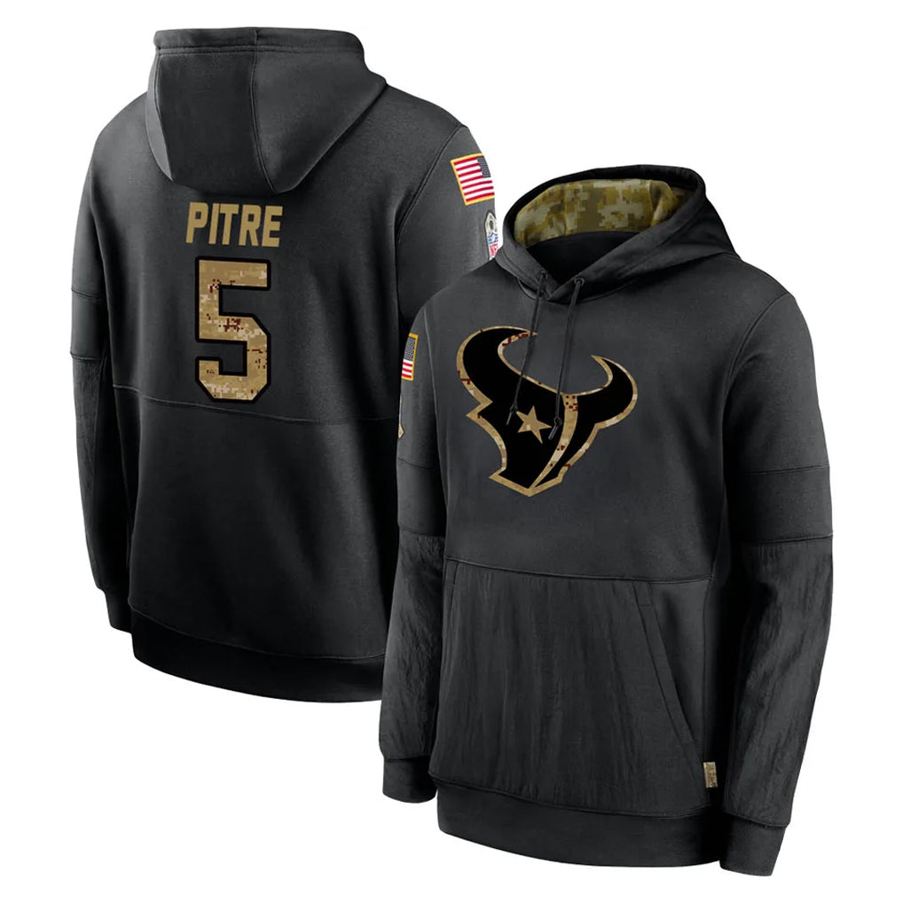 Qdoa H.Texans #5 Jalen Pitre Player Black Salute to Service Hoodies Limited Game Stitched Jerseys