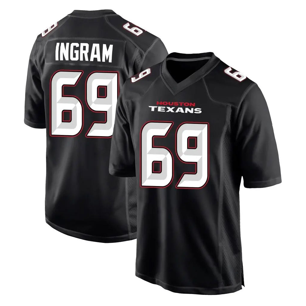 Qdoa H.Texans #69 Ed Ingram Player Carbon Black Fashion Home Game Stitched Jerseys