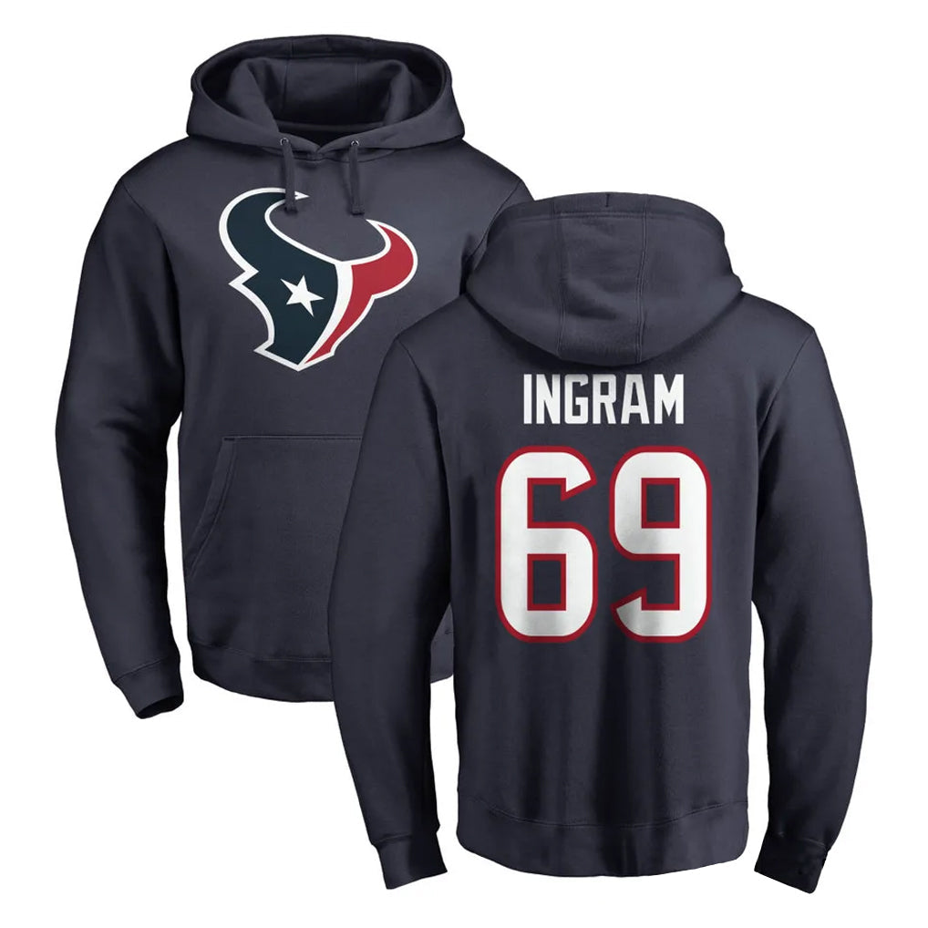 Qdoa H.Texans #69 Ed Ingram Player Navy Pro Line Pullover Hoodie Limited Game Stitched Jerseys