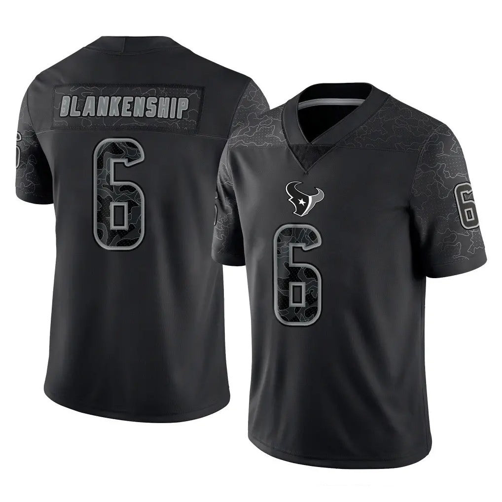 Qdoa H.Texans #6 Reed Blankenship Player Black Reflective Limited Game Stitched Jerseys
