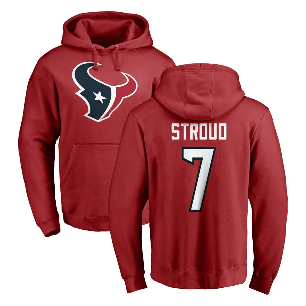Qdoa H.Texans #7 CJ Stroud Player Red Pro Line Pullover Hoodie Limited Game Stitched Jerseys