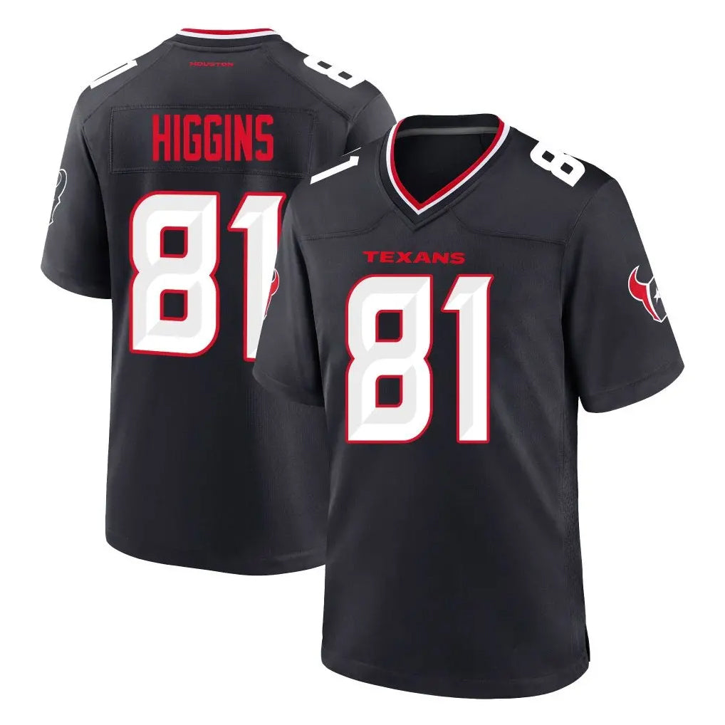 Qdoa H.Texans #81 Jayden Higgins Player Navy Team Home Game Stitched Jerseys