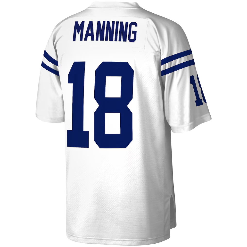 Qdoa IN.Colts #18 Peyton Manning Mitchell & Ness White Legacy Replica Jersey