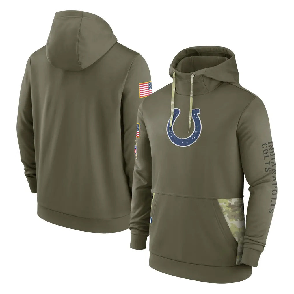 Qdoa IN.Colts Olive Salute To Service Hoodies Limited Blank Player Stitched Jerseys