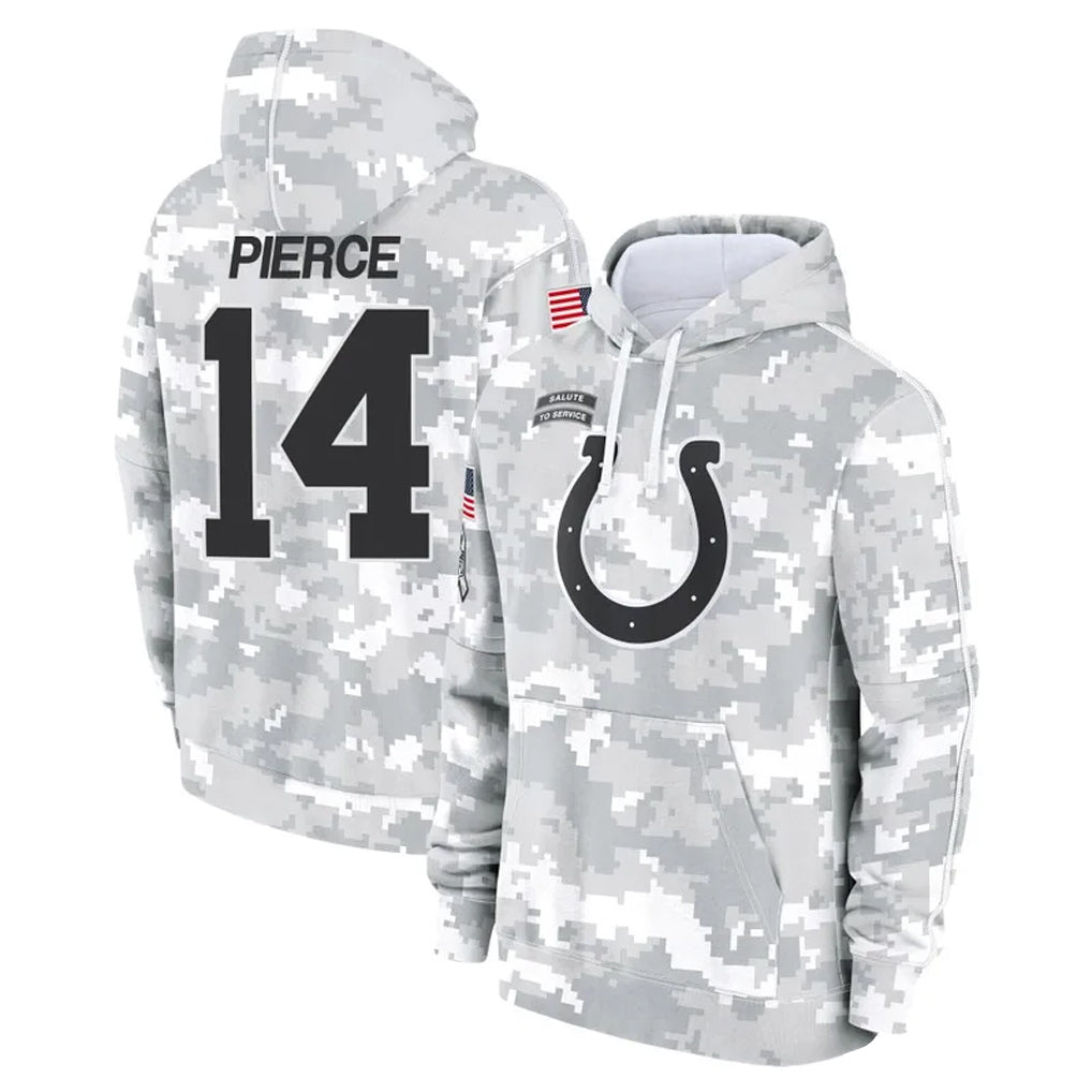 Qdoa IN.Colts #14 Alec Pierce Player Arctic Camo Salute to Service Hoodies Limited Game Stitched Jerseys