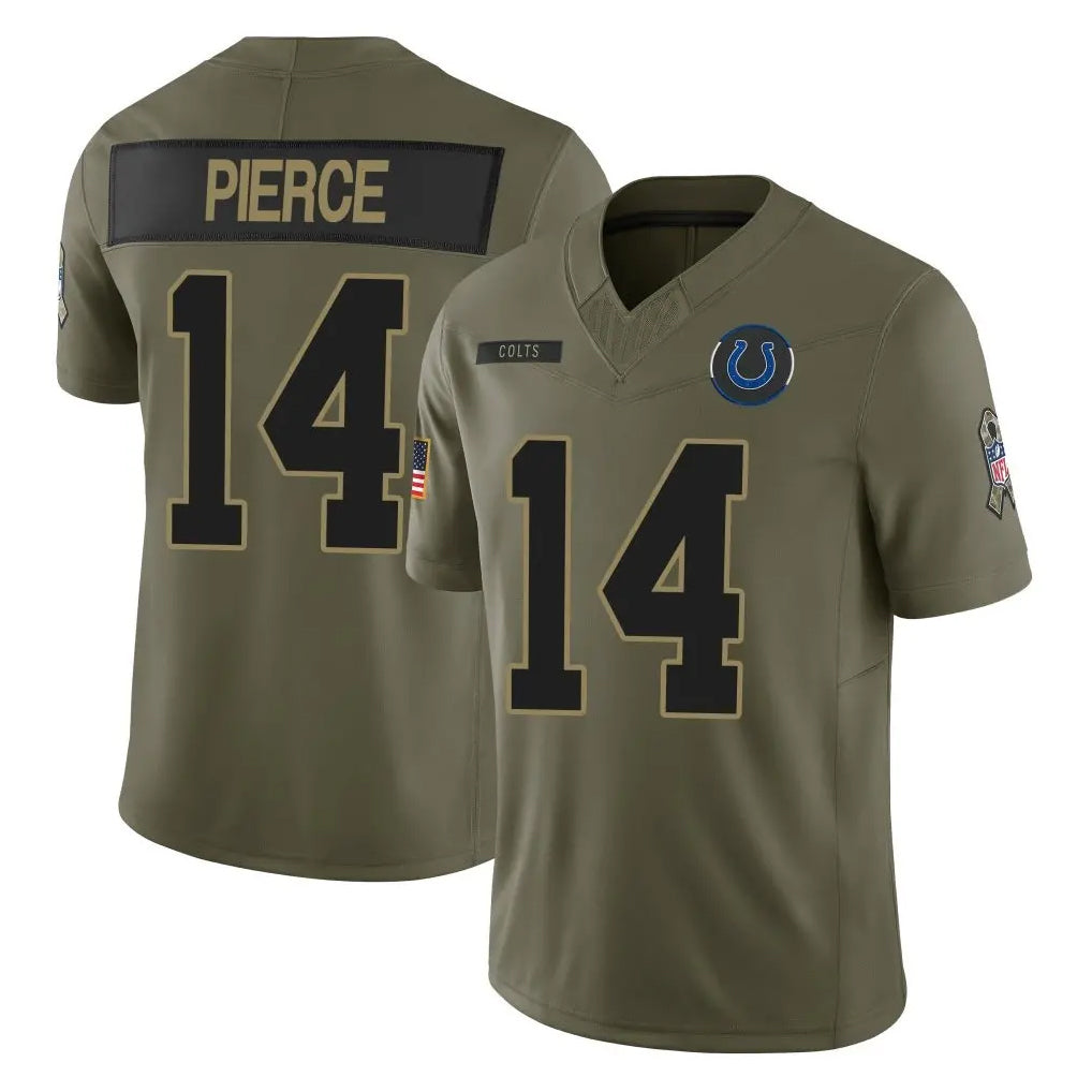 Qdoa IN.Colts #14 Alec Pierce Player Olive 2025 Salute To Service Limited Game Stitched Jerseys