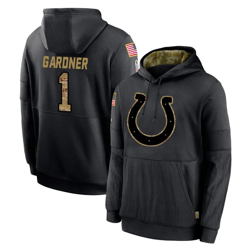 Qdoa IN.Colts #1 Sauce Gardner Player Black Salute to Service Hoodies Limited Game Stitched Jerseys