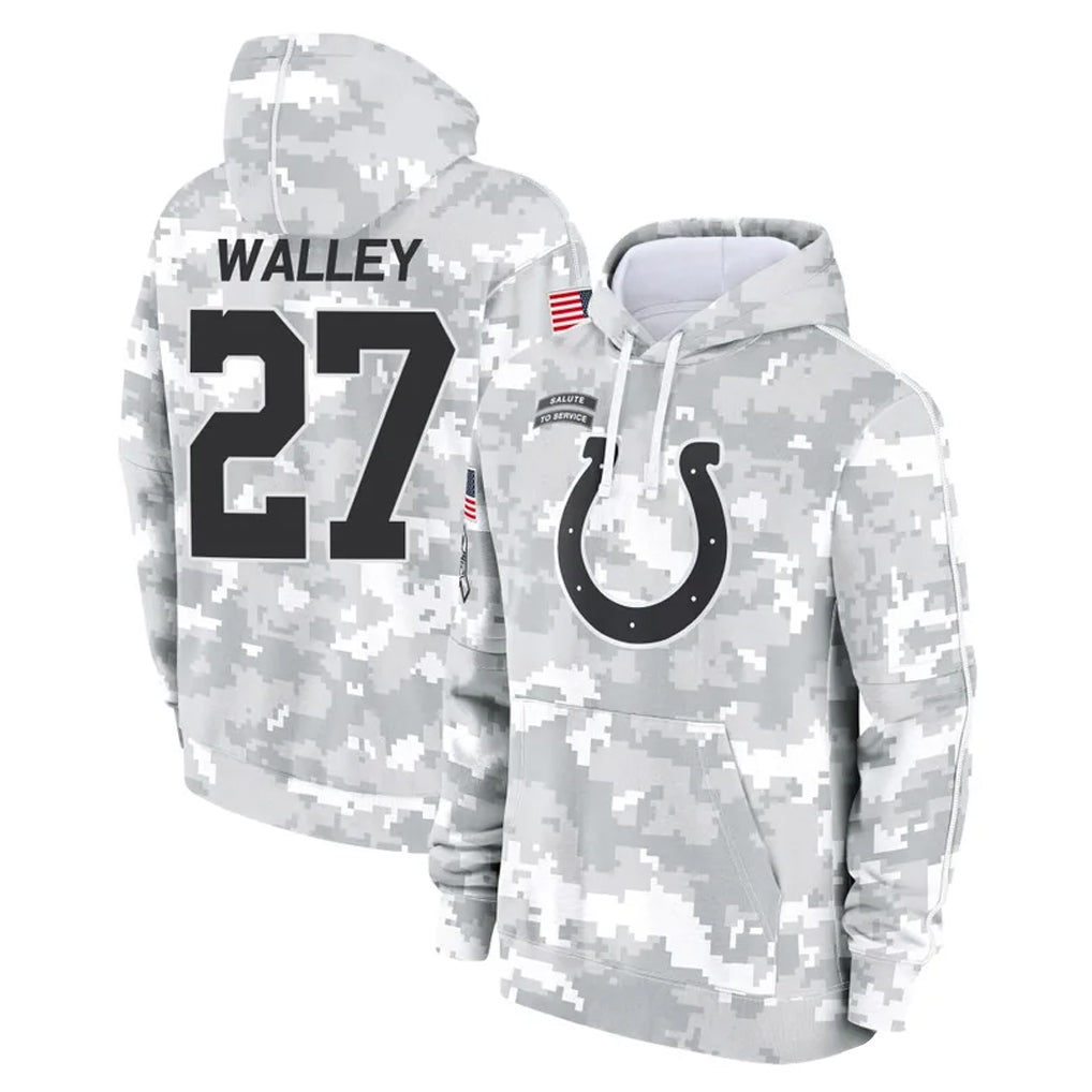 Qdoa IN.Colts #27 Justin Walley Player Arctic Camo Salute to Service Hoodies Limited Game Stitched Jerseys