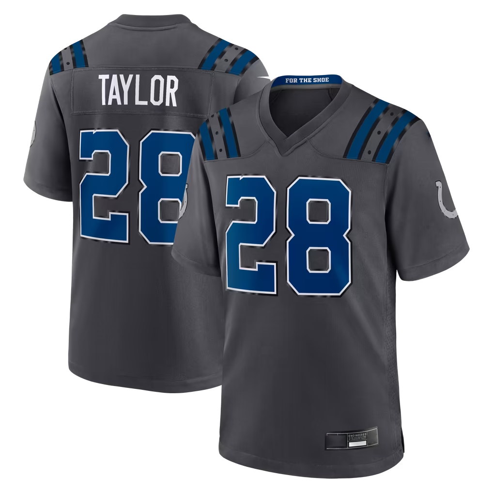 Qdoa IN.Colts #28 Jonathan Taylor Anthracite 2026 Rivalries Collection Game Stitched Jerseys