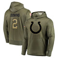 Qdoa IN.Colts #2 Josh Downs Player Olive Salute to Service Pullover Hoodies Home Game Stitched Jerseys